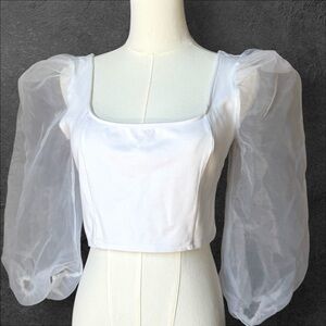 Elegant White Puff Sleeve Top